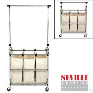 Seville Laundry Sorter Hamper Cart Adjustable Hanger