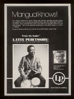 1977 Jose Mangual Photo Latin Percussion Bongo Drums Ad