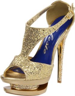 Celeste Rosie 01 Ankle Strap Rhinestone Metallic Platform Prom Sandals
