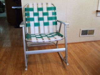 Vintage Aluminum Folding Rocking Lawn Chair