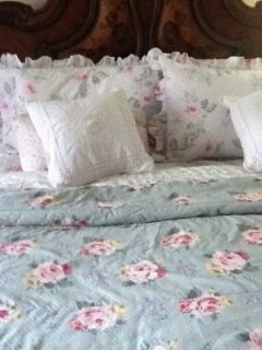Ralph Lauren Cottage Lane Floral Seaside Comforter Full Qeen Teal RARE
