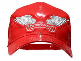 Robins Jeans Hat Red Patent Leather Snap Back Hat