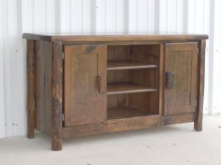 Rustic Log TV Stand Entertainment Center Finished Bed