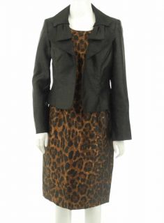 Retail $198 Le Suit Leopard Black Plus Size Jacket Dress Suit Size 18W