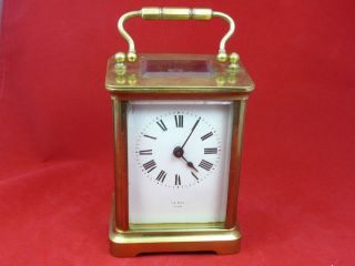 Antique Le Roy Paris Carriage clock Beveled Glass Brass MADE IN FRANCE