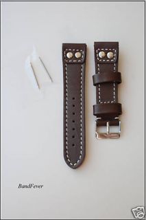 20mm Brown Genuine Leather Watch Band Strap Pilot Style