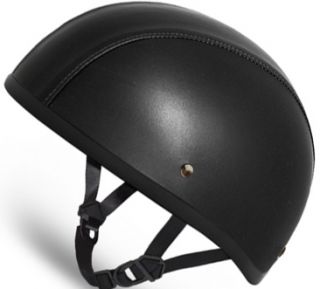 Black Leather Daytona Dot Motorcycle Half Helmet Low Profile D3ANS All