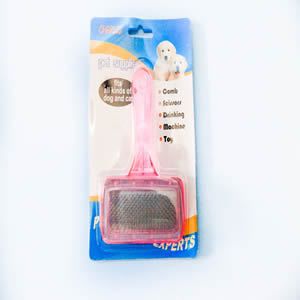 Pet Dog Cat Small Pink Fur Shedding Grooming Thin Steel Pins Soft