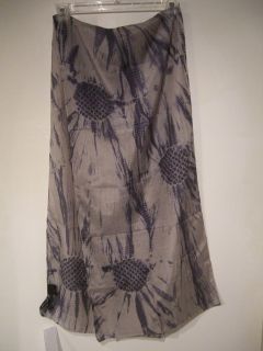 138 Eileen Fisher Sunflower Shibori Silk Cotton Wrap Scarf in Smoke