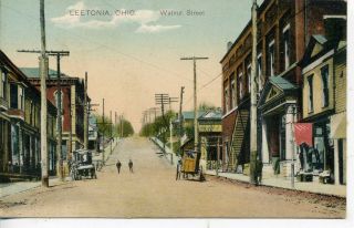 Leetonia Ohio Downtown Street Scene Vintage Postcard