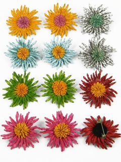 12 Pcs Lot Genuine Leather Corn Flower Brooch Pin DHA4 A