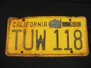 Vintage 1956 California License Tag Plate