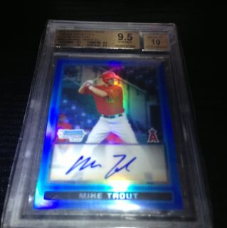 2009 Bowman Chrome Blue Refractor Mike Trout Auto Bgs 9 5 Out Of 10
