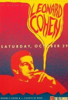Leonard Cohen Original 1988 Concert Poster Bill Graham Presents F057
