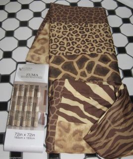 Animal Print Zuma Zebra Leopard Fabric Shower Curtain Safari Brown Tan
