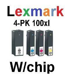 4PK ink cartridges for Lexmark 100XL Impact S301 S305 Interpret S405