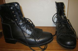 Ladies Adiat Black Leather Ankle Boots Size 5 5