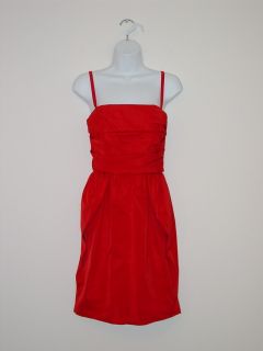 New Lida BADAY Siren Red Silk Spaghetti Strap Tulip Dress 4
