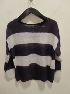New Free People Wide Striped Oversized Pullover Sweater Maritime Combo
