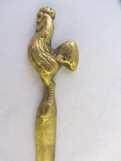 Antique Bronze Rooster Letter Opener Made in Belgium