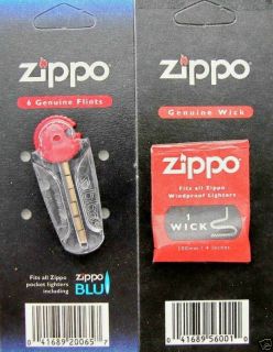 New Zippo Lighter Flints Wicks 6 Flints One Wick