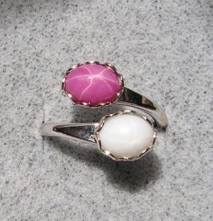 8x6mm White Pink Linde Lindy Star Sapphire Created Ring