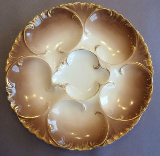 Antique Haviland Limoges Oyster Plate Gorgeous Chocolate Brown