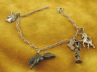 925 Sterling Bracelet 4 Charms New Orleans Unicorn Lion