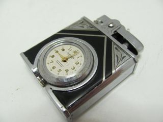  Windsor DeLuxe Swiss Pocket Watch Lighter Art Deco Enamel Time Lite