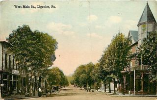 Pennsylvania PA Ligonier West Main Street 1918 Postcard
