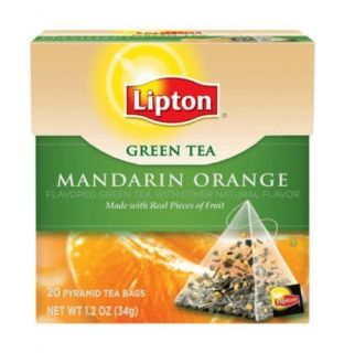 LIPTON TEA 6 / 20 ct Boxes Mandarin Orange Pyramid Green Tea Bags (120
