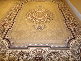 Beige Large Living Room 8x11 Soft Rug Persian Design Oriental Carpet