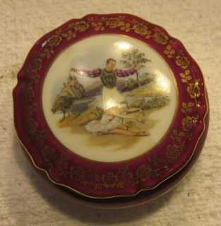 Antique Vintage Porcelain Trinket Round Handpainted Box Limoges France