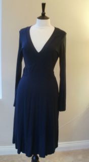 LK Bennett Classic Long Sleeve Dress in Deep Navy Blue 16