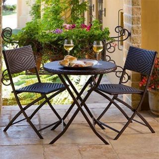 NEW Patio Set 3 Piece Bistro Woven Resin Wicker. Includes Table & 2