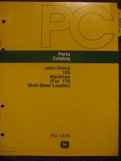 165 Backhoe for 170 Skid Steer Loader Parts Catalog Manual 74