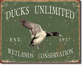 Ducks Unlimited Duck Hunting Lodge Tin Metal Sign New