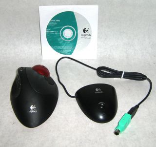 Logitech Cordless Optical Trackman Trackball Mouse w Receiver T RB22