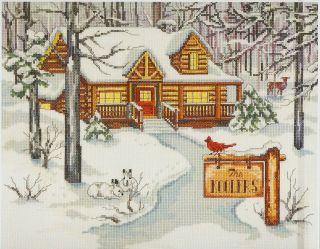 Janlynn Cabin in the Woods Log Home House Counted Cross Stitch Kit NIP