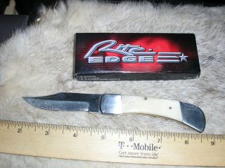 Rite Edge 4 inch Folding Lock Back Knife Bone Handles NIB