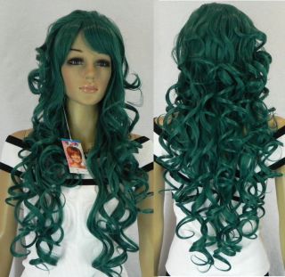 Long Dark Green Curly Hair Womens Wig w 260