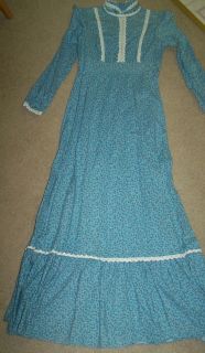 Long Gunne Sax Colonial Prairie Pioneer Dress Costume Blue Floral Size