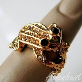 GORGEOUS 18K YELLOW GOLD PLATED CZ STONES FASHION FROG RING SZ 5 5 K