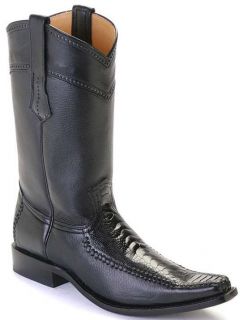 Ostrich Leg Leather Black Los Altos Mens Cowboy Boots Western Fashion