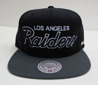 Los Angeles Raiders Black Grey Snap Back Cap Hat by Mitchell Ness