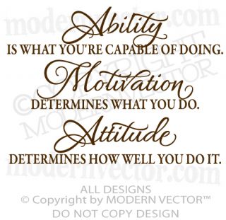 Motivation Attitude Quote Vinyl Wall Decal Lettering Lou Holtz