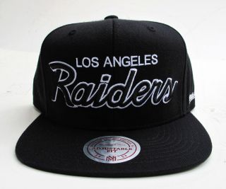 Los Angeles Raiders Black Snap Back Cap Hat by Mitchell Ness