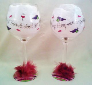 Friends DonT Let Friends Wine Alone  Painted Glitter Wine Glass