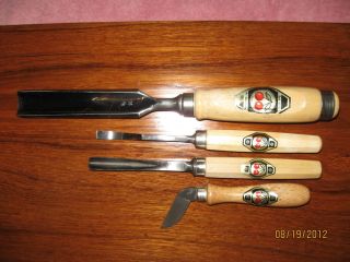 Set of 4 Wood Carving Tools by Kirschen Two Cherries German Made Very
