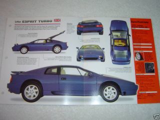 1988 1998 Lotus Esprit Turbo 91 Sheet Brochure Booklet
